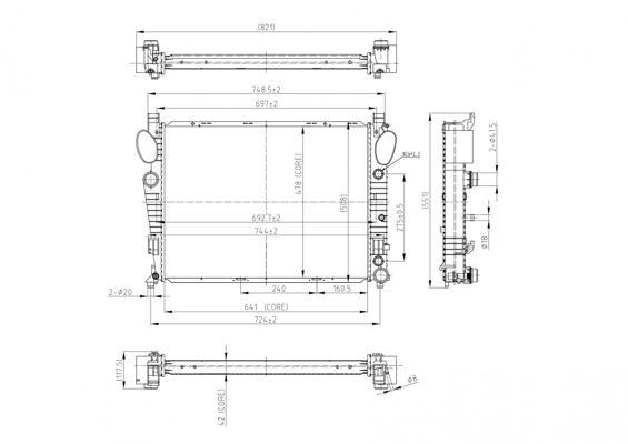 Radiator, engine cooling - 606 474 HART