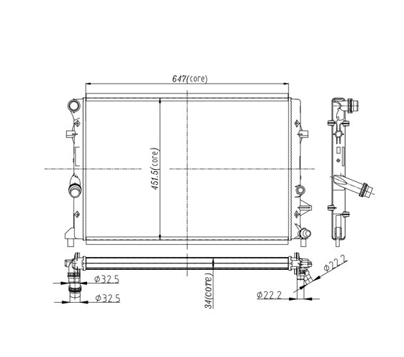 Radiator, engine cooling - 611 169 HART