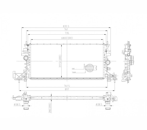 Radiator, engine cooling - 630 240 HART