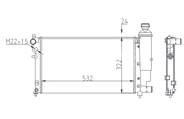Radiator, engine cooling - 605 558 HART
