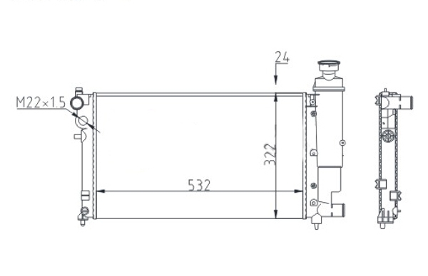 Radiator, engine cooling - 605 563 HART