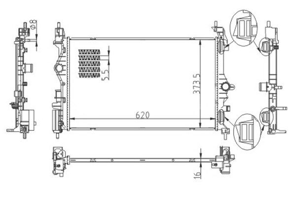 Radiator, engine cooling - 623 792 HART