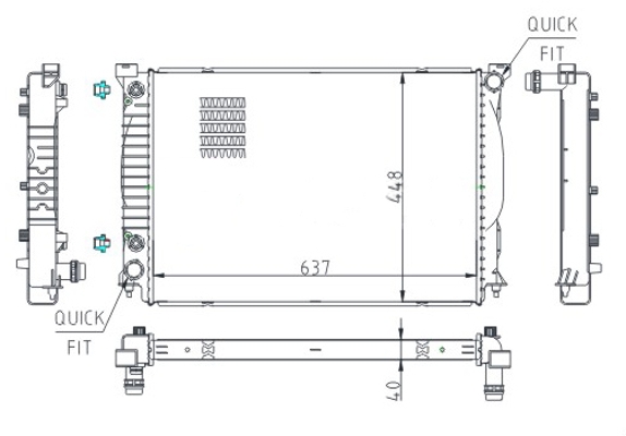Radiator, engine cooling - 643 019 HART