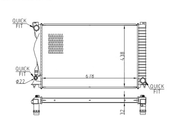 Radiator, engine cooling - 608 141 HART
