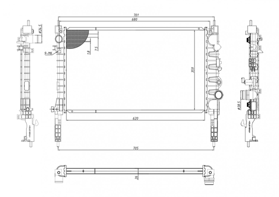 Radiator, engine cooling - 646 020 HART