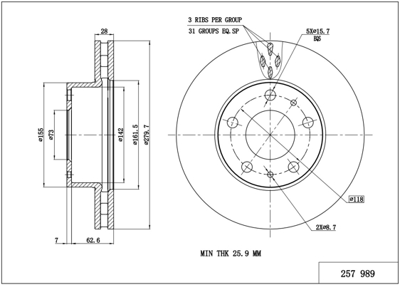 Brake Disc - 257 989 HART