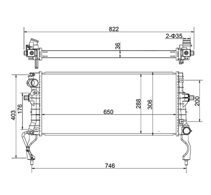 Radiator, engine cooling - 647 025 HART