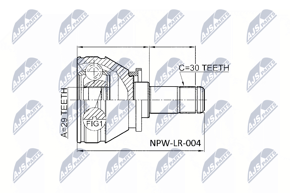 Kit giunti, Semiasse - NPW-LR-004 NTY
