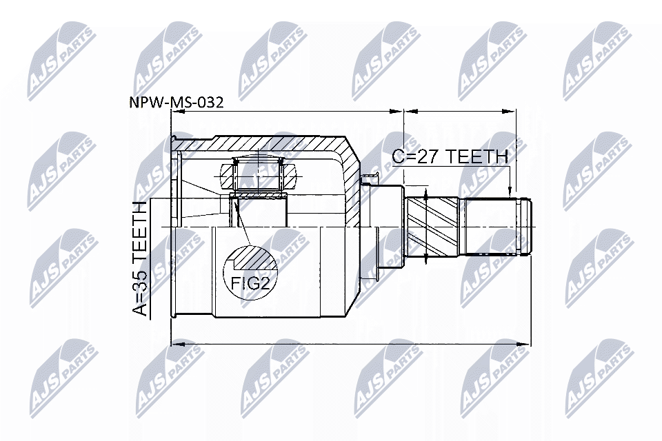 Шарнирный комплект, приводной вал - NPW-MS-032 NTY