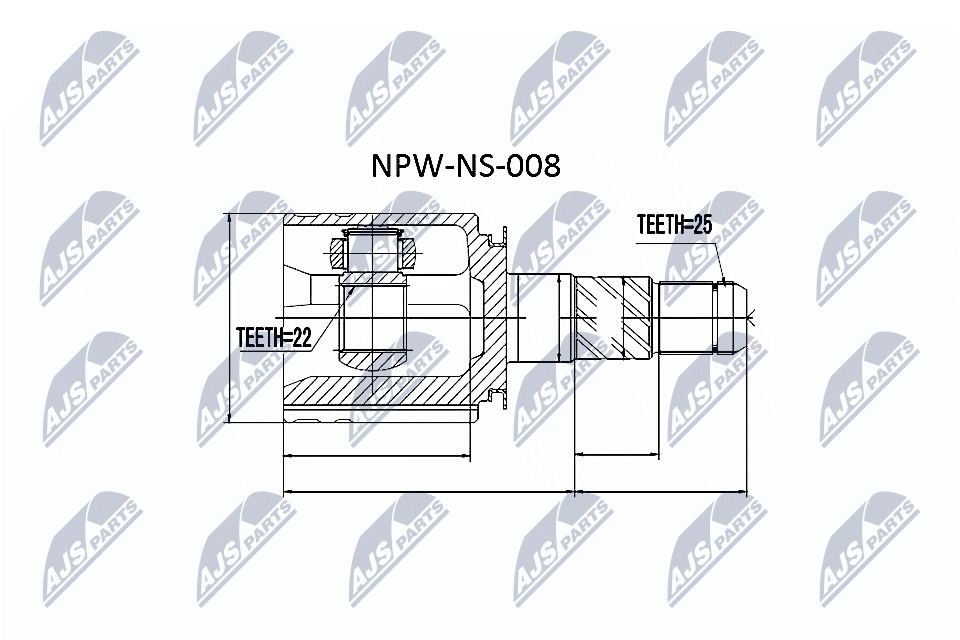 Шарнирный комплект, приводной вал - NPW-NS-008 NTY