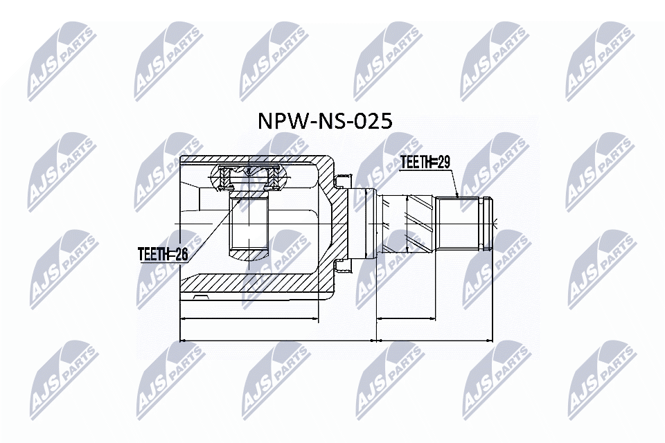 Шарнирный комплект, приводной вал - NPW-NS-025 NTY