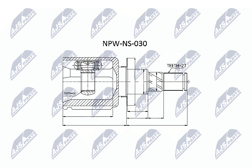 Шарнирный комплект, приводной вал - NPW-NS-030 NTY