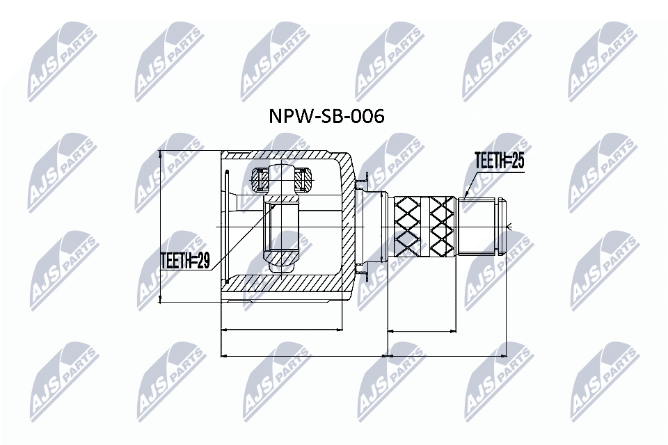 Шарнирный комплект, приводной вал - NPW-SB-006 NTY