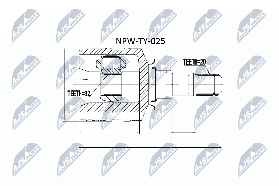 Шарнирный комплект, приводной вал - NPW-TY-025 NTY