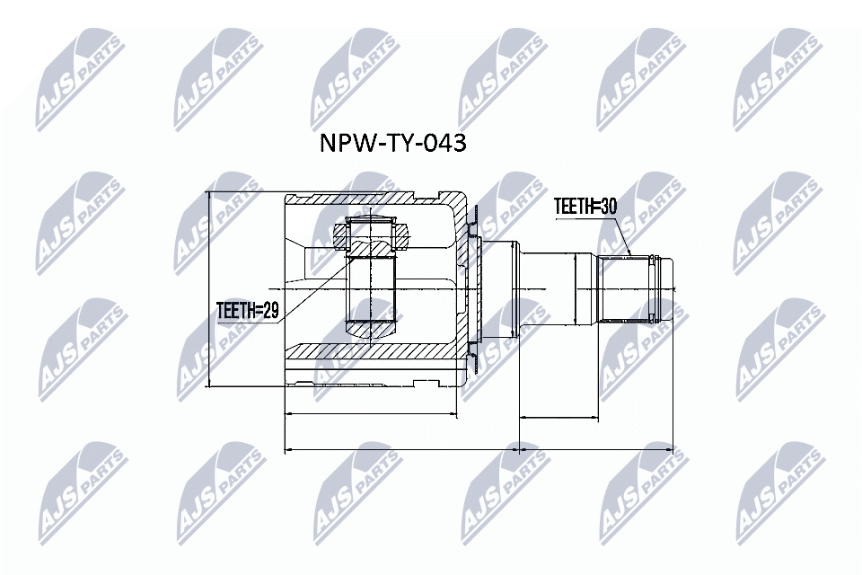 Шарнирный комплект, приводной вал - NPW-TY-043 NTY