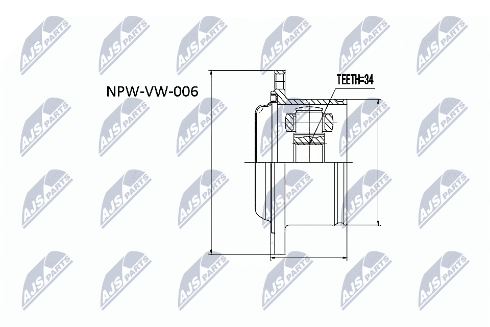 Шарнирный комплект, приводной вал - NPW-VW-006 NTY