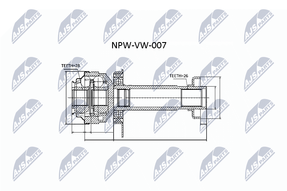 Шарнирный комплект, приводной вал - NPW-VW-007 NTY