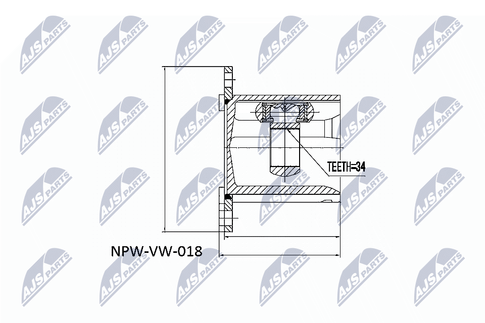 Gelenksatz, Antriebswelle - NPW-VW-018 NTY