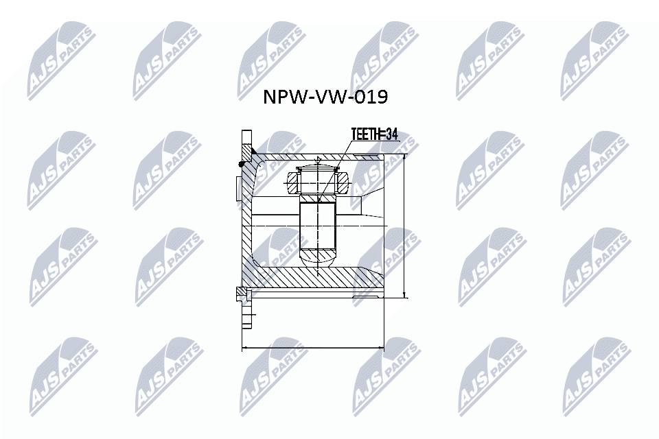 Шарнирный комплект, приводной вал - NPW-VW-019 NTY