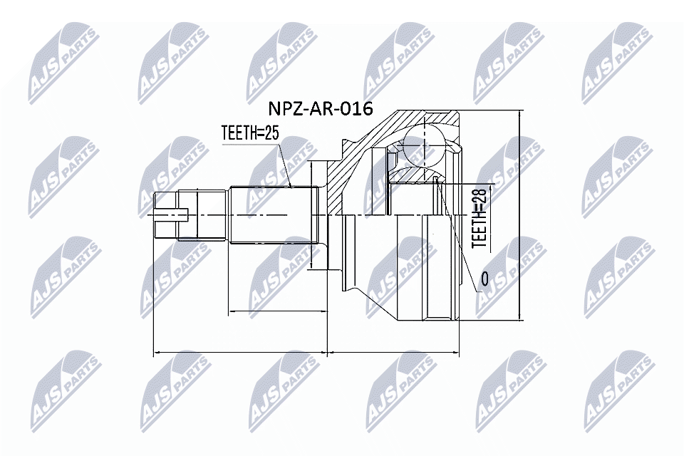 Kit giunti, Semiasse - NPZ-AR-016 NTY