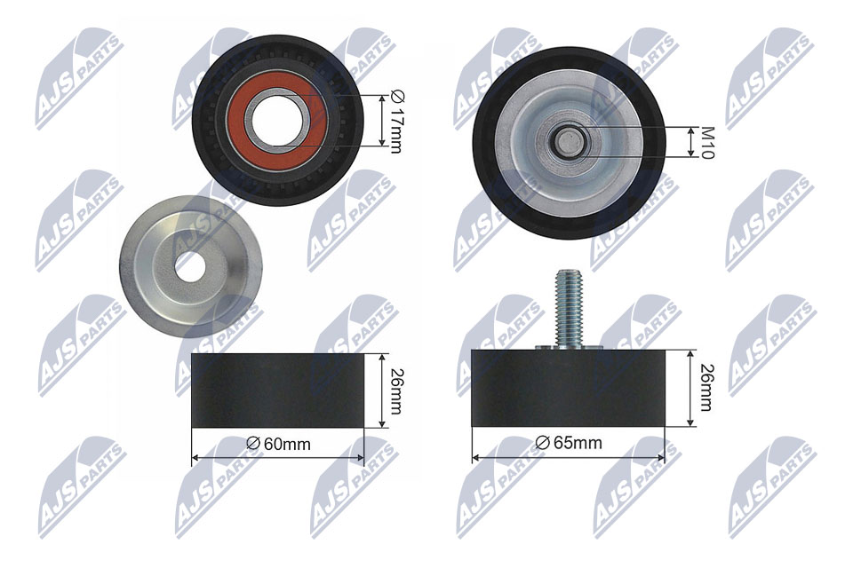 Tensioner Pulley, V-ribbed belt - RNK-BM-002 NTY