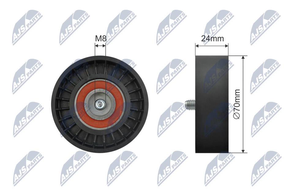 Tensioner Pulley, V-ribbed belt - RNK-CH-057 NTY