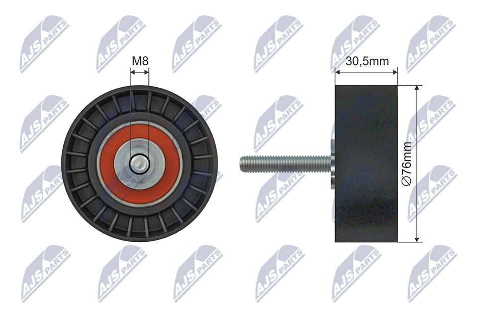 Tensioner Pulley, V-ribbed belt - RNK-FR-059 NTY