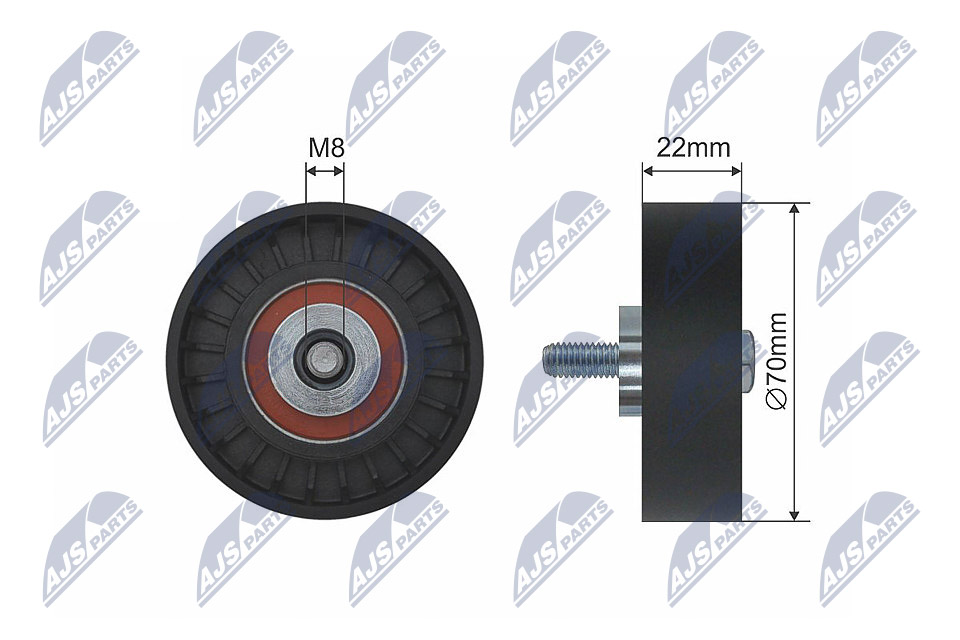 Deflection/Guide Pulley, V-ribbed belt - RNK-FT-001 NTY