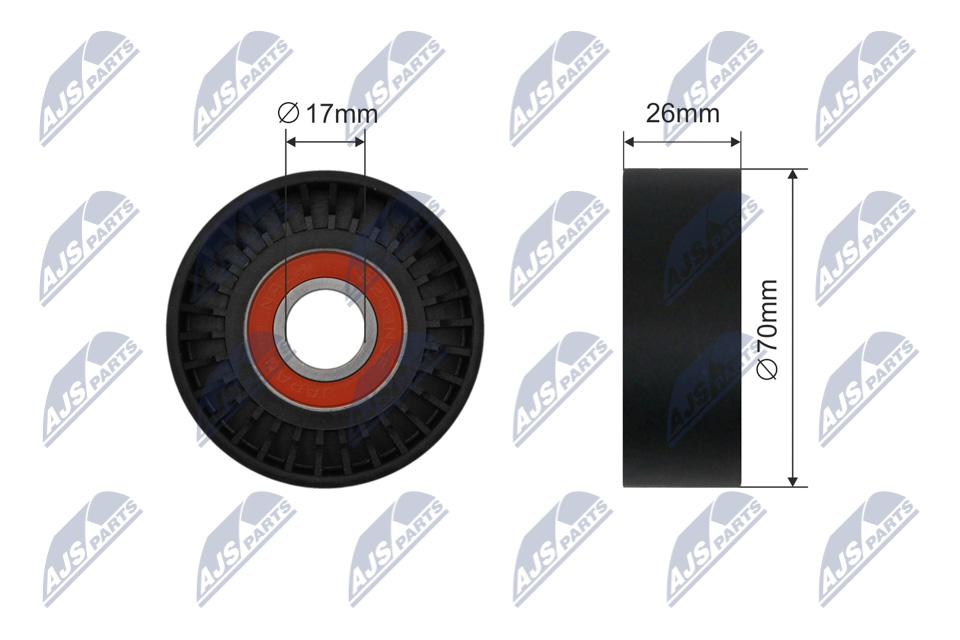 Tensioner Pulley, V-ribbed belt - RNK-KA-004A NTY