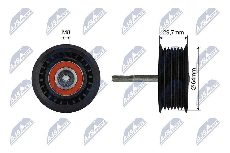 Tensioner Pulley, V-ribbed belt - RNK-ME-056 NTY