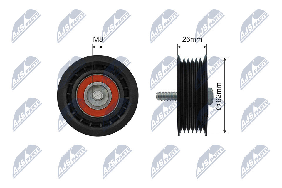 Tensioner Pulley, V-ribbed belt - RNK-ME-058 NTY