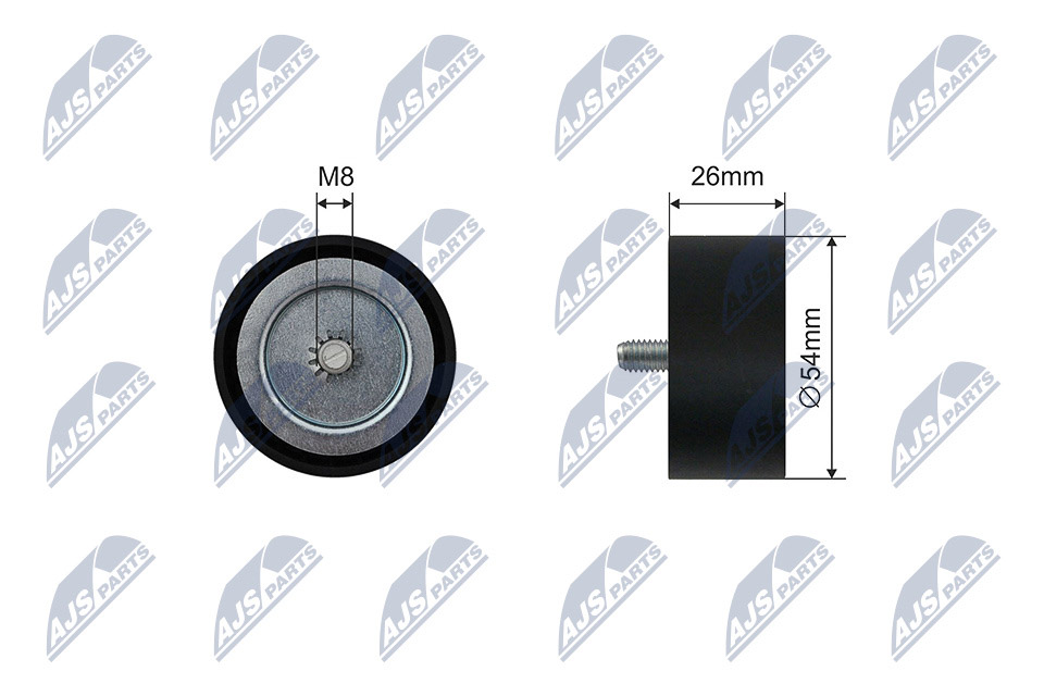 Tensioner Pulley, V-ribbed belt - RNK-ME-063 NTY