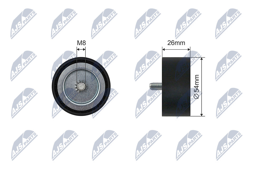 Tensioner Pulley, V-ribbed belt - RNK-ME-064 NTY