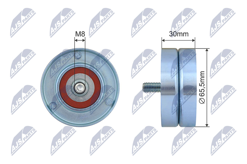 Tensioner Pulley, V-ribbed belt - RNK-ME-068 NTY