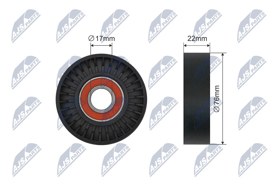 Tensioner Pulley, V-ribbed belt - RNK-ME-078 NTY