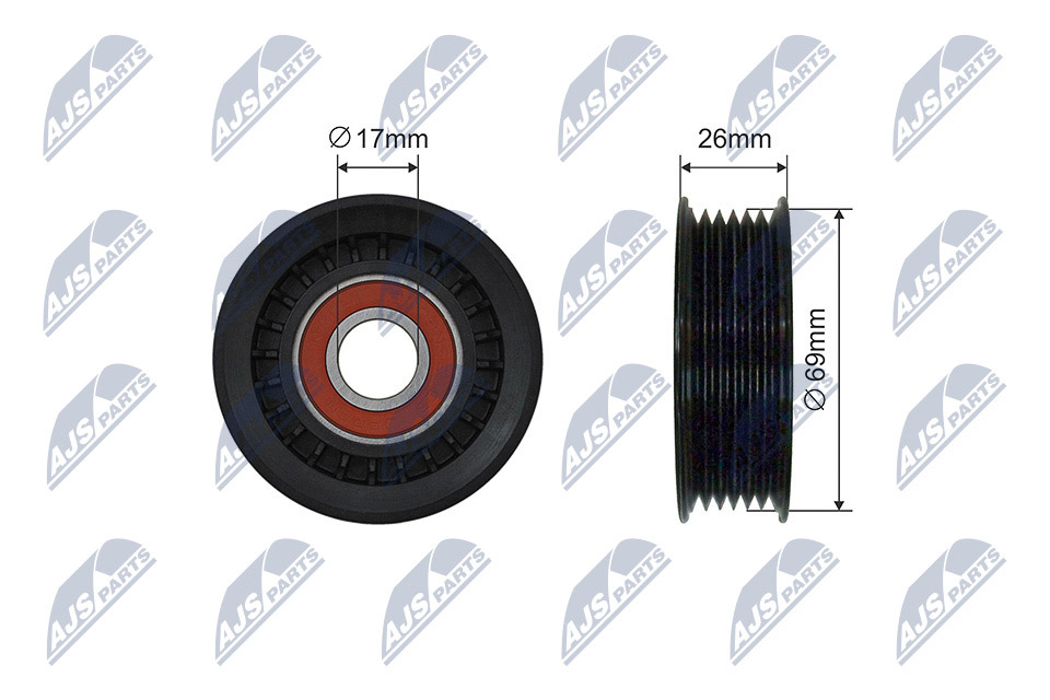 Tensioner Pulley, V-ribbed belt - RNK-MZ-018 NTY