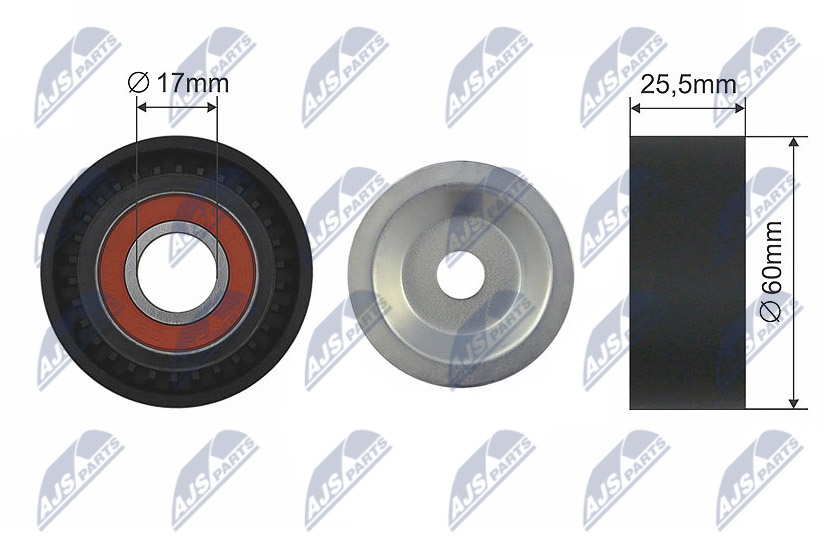 Tensioner Pulley, V-ribbed belt - RNK-PL-010 NTY