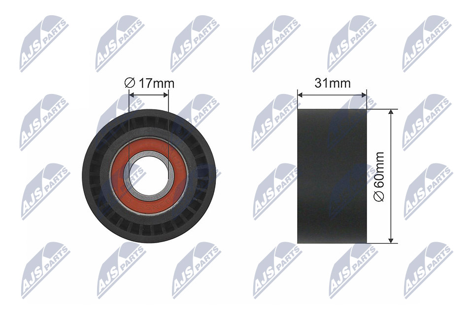 Deflection/Guide Pulley, V-ribbed belt - RNK-PL-014 NTY