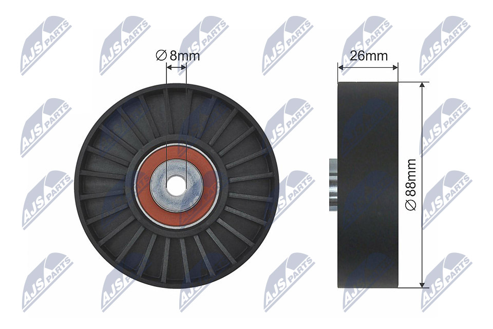 Tensioner Pulley, V-ribbed belt - RNK-RE-025 NTY