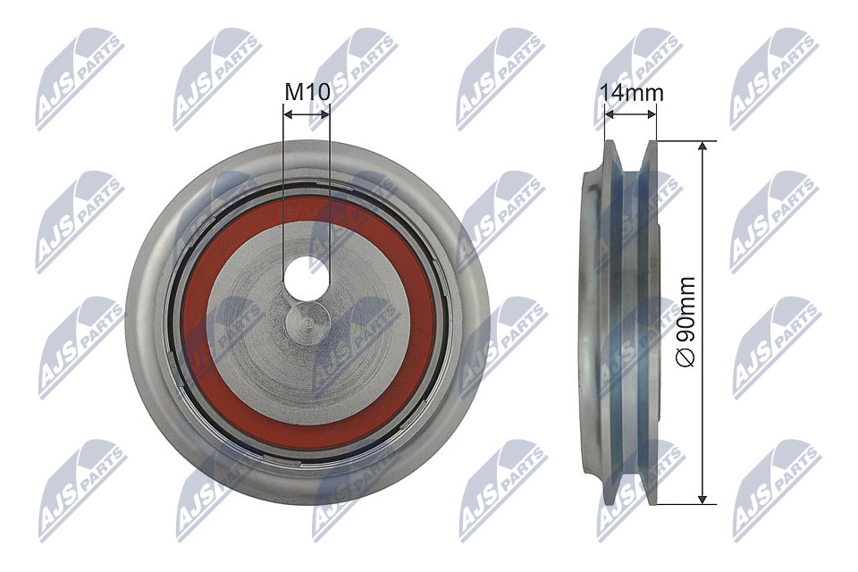Tensioner Pulley, V-ribbed belt - RNK-VW-027 NTY