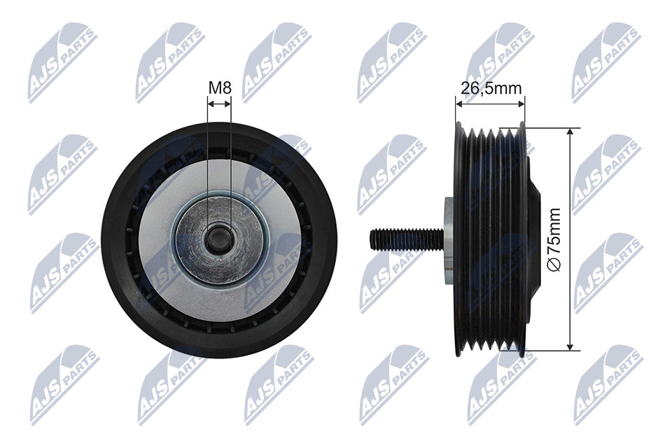 Tensioner Pulley, V-ribbed belt - RNK-VW-037 NTY