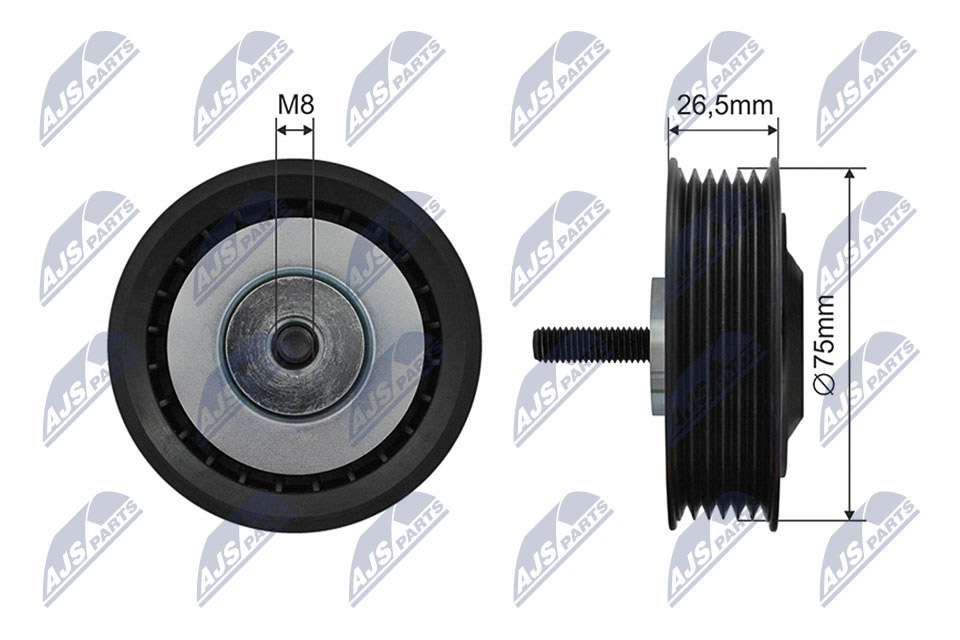 Tensioner Pulley, V-ribbed belt - RNK-VW-042 NTY