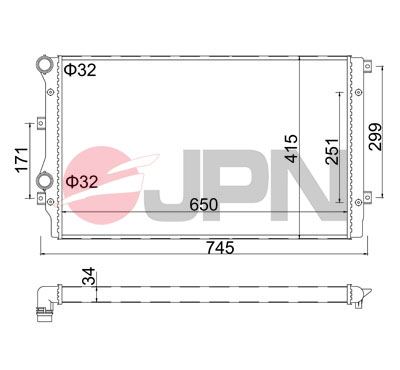 Radiator, engine cooling - 60C9003-JPN JPN