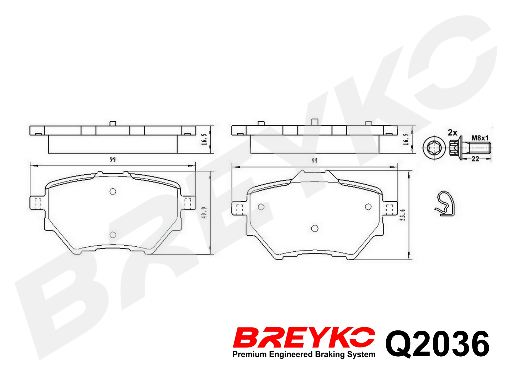 Brake Pad Set, disc brake - Q2036 DAVID VASCO