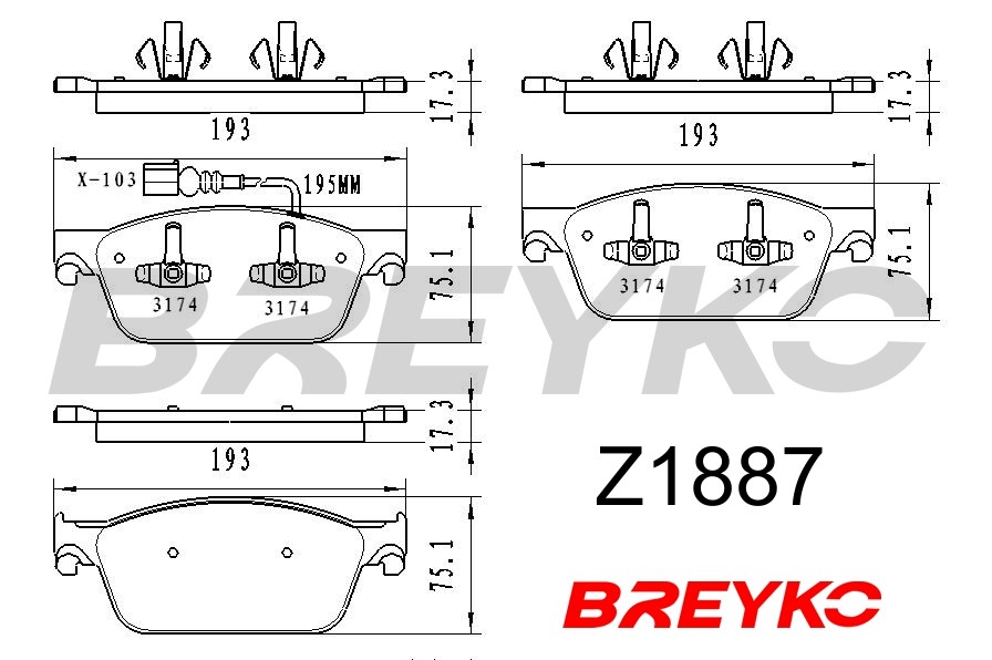 Brake Pad Set, disc brake - Z1887 DAVID VASCO